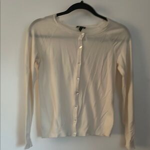 Talbots Cream Long Sleeve Fitted Button Down Shirt